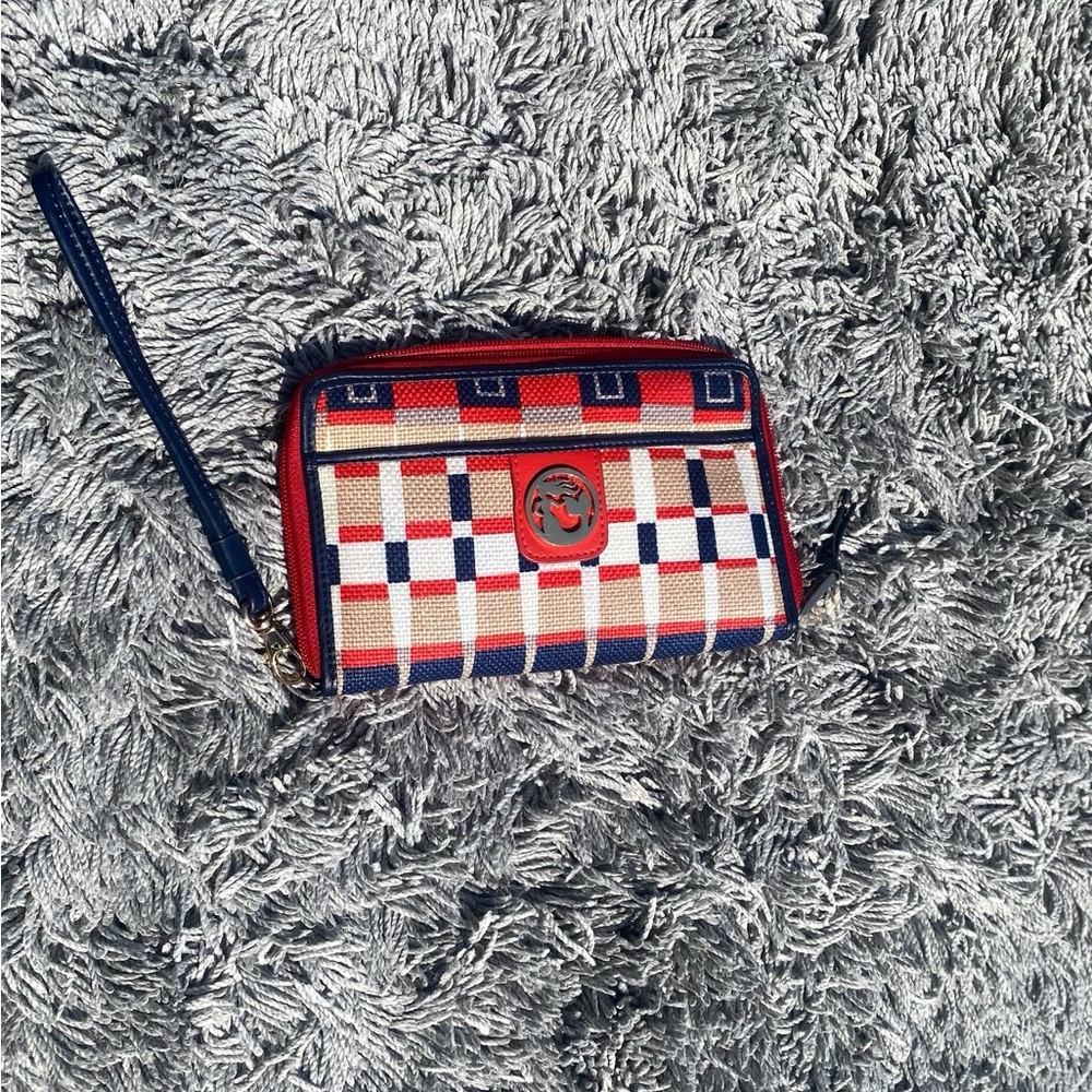 Spartina 449  Daufuskie Island‎ Quarterdeck zip wristlet Wallet linen NWT